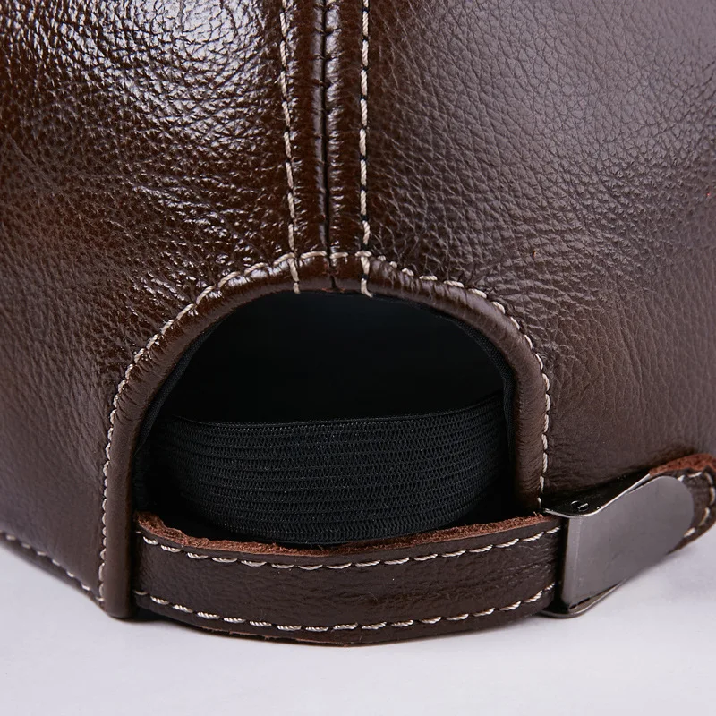 Thin Genuine Leather Hat Men's Autumn Winter Visor Cap Male Middle-aged Dad Cowhide Hats Men Fashion High Quality Caps H6916 |