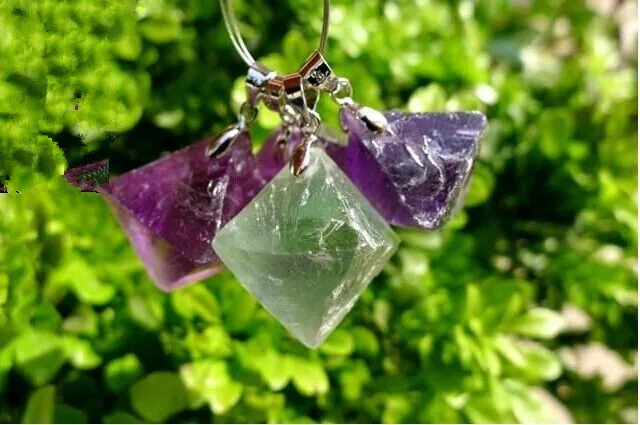 

Natural Octahedral fluorite point pendant