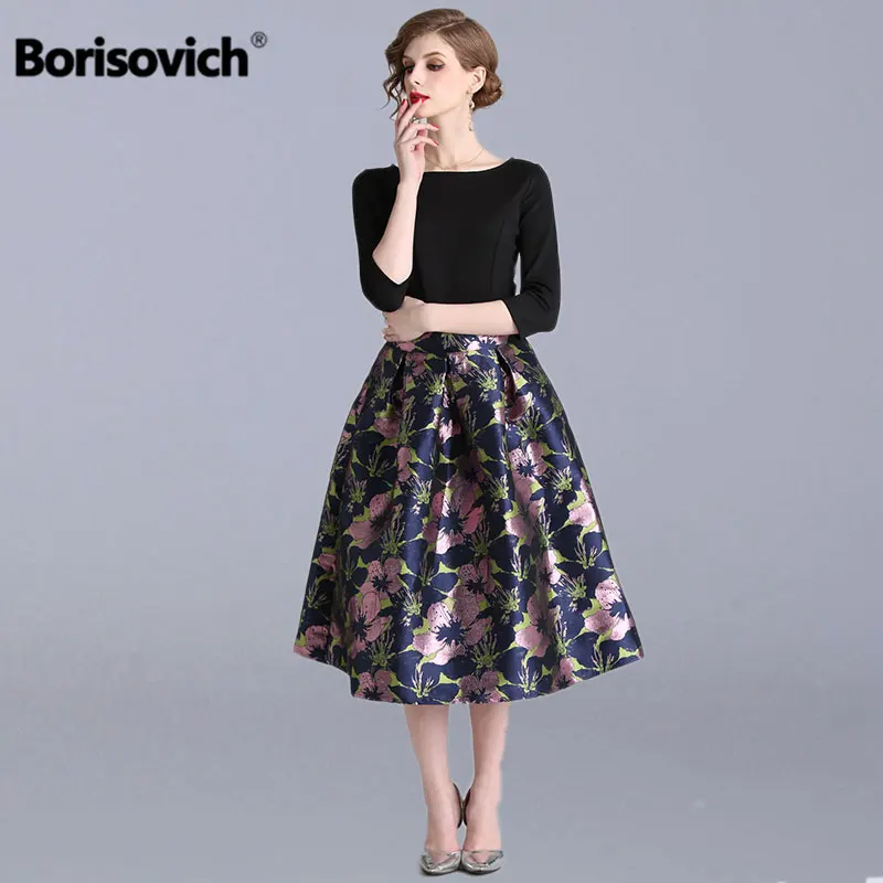 Borisovich, женские элегантные платья для вечеринок, новинка, Весенняя мода, английский стиль, пэчворк, а-силуэт, женское повседневное длинное платье, N743