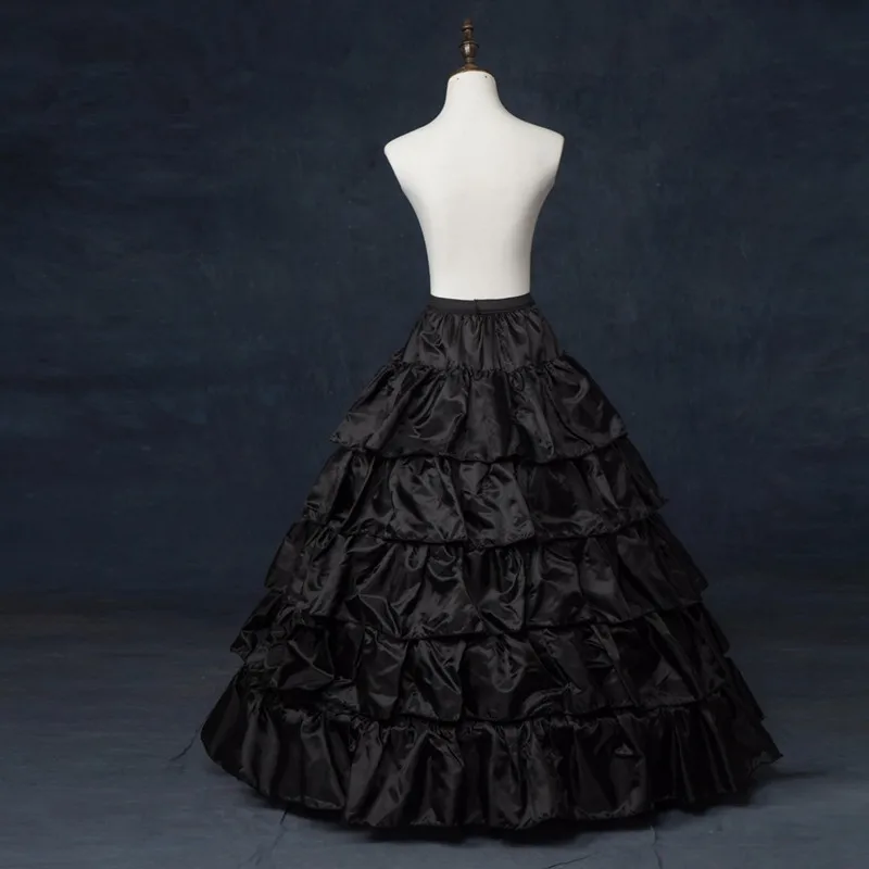 В наличии 5-слойная черная подъюбник с оборками бальное платье недорого кринолин