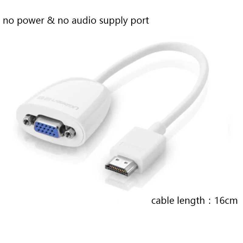 Ugreen 1080P HDMI в VGA адаптер цифро-аналоговый аудио конвертер кабель для Xbox 360 PS3 PS4 ПК ноутбук ТВ приставка к проектору - Цвет: White