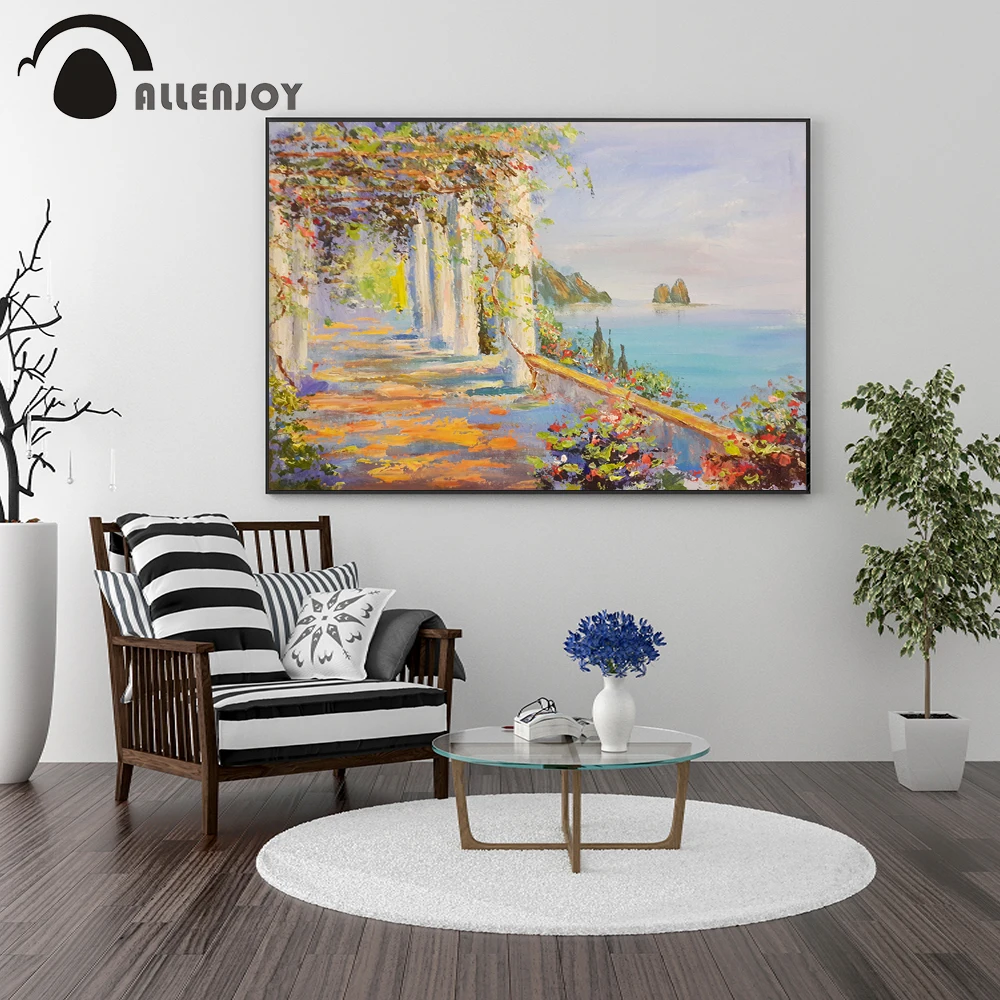 Allenjoy весенние картины маслом цветы jardiniere пляж сад постеры для стены Европейский