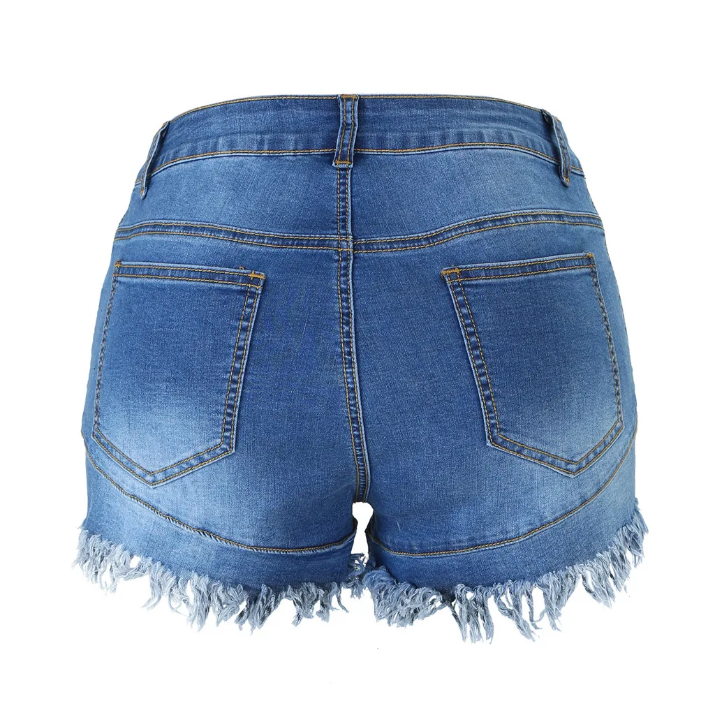 

Women Summer Women Cotton Shorts Jeans High Waists Denim Sexy Skinny Zipper tassel party Plus Size Shorts Blue Y620