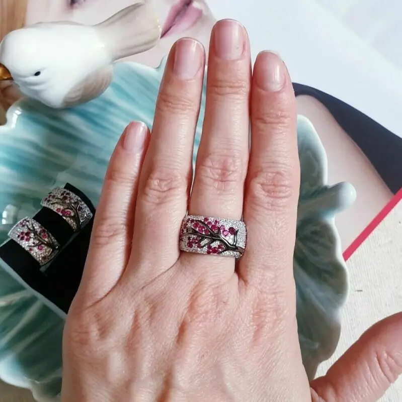 Кольцо ветка женское посеребренное Ювелирное Украшение для вечеринки кольцо с