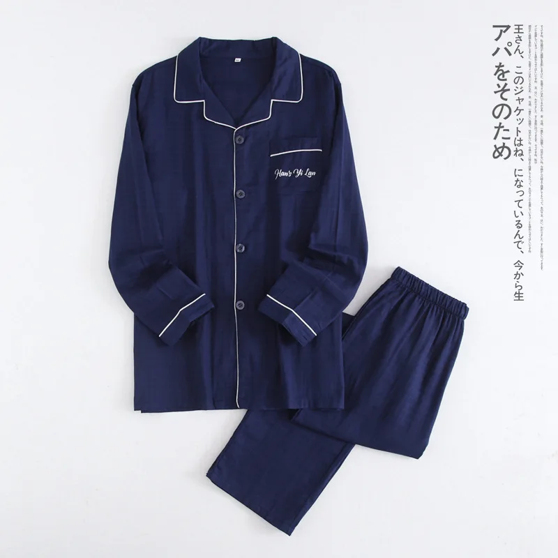 Men blue Новинка, парные пижамные комплекты для женщин, марлевые хлопковые летние однотонные простые пижамы для женщин, домашняя одежда, пижамы размера плюс - Цвет: Men blue