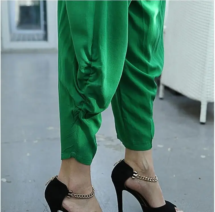 Женские брюки с высокой талией повседневные широкие из хлопка и льна большие