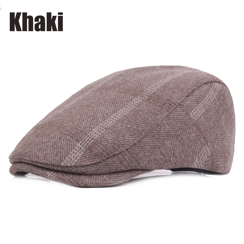 Khaki RoxCober, Мужская кепка, газетные Шапки, береты, британский западный стиль, хлопок, продвинутый, плоская кепка, плюща, Классическая, винтажная, полосатая кепка, берет - Цвет: Khaki