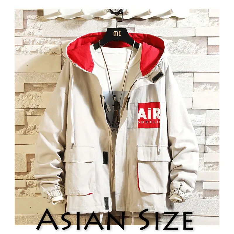 Gray(AsianSize) Privathinker осенняя куртка-карго с капюшоном на молнии с карманом, куртка-бомбер, Повседневная Уличная рабочая куртка, пальто на открытом воздухе - Цвет: Gray(AsianSize)
