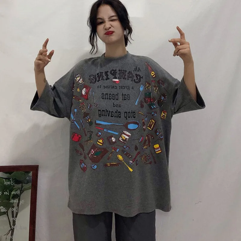 Женская футболка с коротким рукавом и круглым вырезом свободного