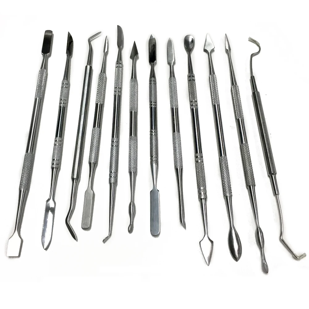 

12PCS Stainless Steel Shaper Pottery Clay Sculpture Carving Modeling Tool Set Multifunctional Pen Fondant Cake Decorating