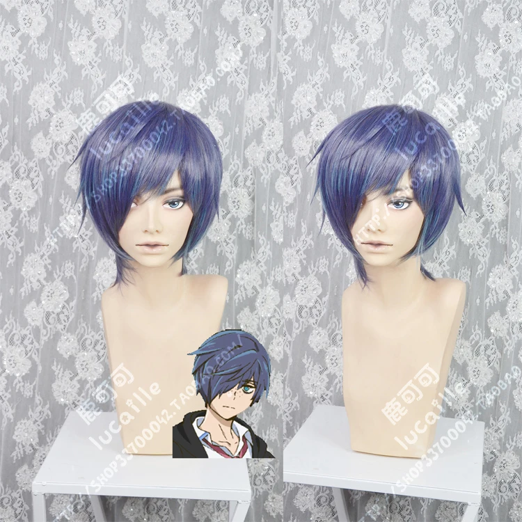 Аниме Sarazanmai Toi Kuji светло-фиолетовые Смешанные синие короткие синтетические волосы парики, костюм для косплея+ парик Кепка