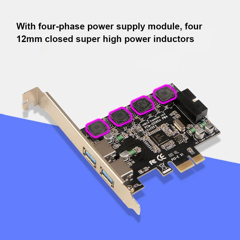 Карта расширения PCI Express с 19 контактами E на два порта USB 3 0 главный чип управления