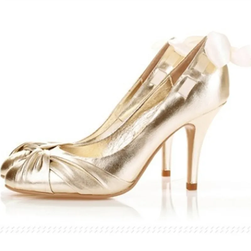 Женские пикантные туфли на высоком каблуке с открытым носком и бантом