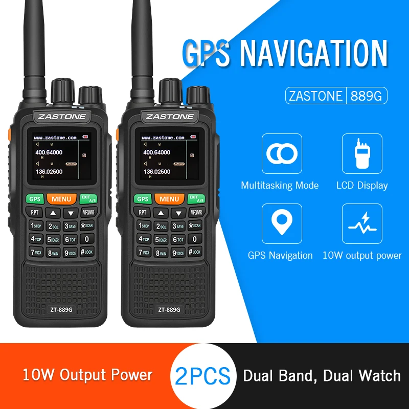 2 шт Zastone 889G Портативное двухстороннее радио 5-10 км UHF/VHF 10 Вт 999CH 3000 мАч рация Ham CB радио HF трансивер