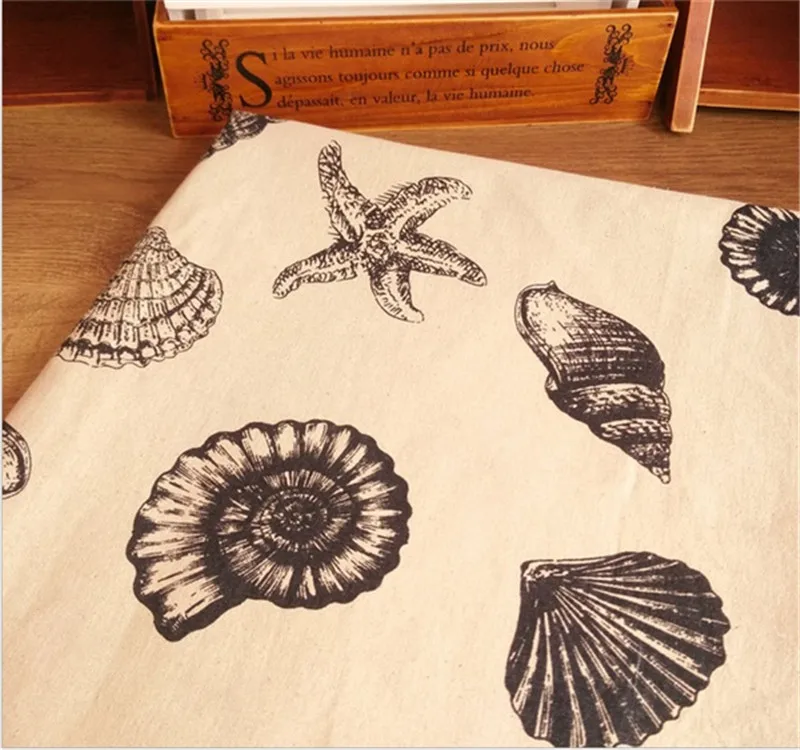 Морская оболочка 150 см X 50 печатная ткань льняная для дивана ткань|fabric for sofa|linen