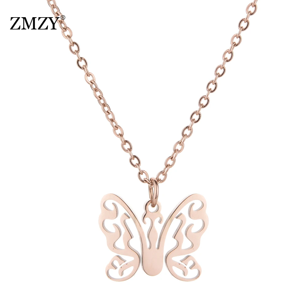 KD049-Rose ZMZY Love Мальчики Подвеска для девочек золото/серебро цвет ожерелье из нержавеющей стали кулон ожерелье s для женщин модные ювелирные изделия подарок - Окраска металла: KD049-Rose
