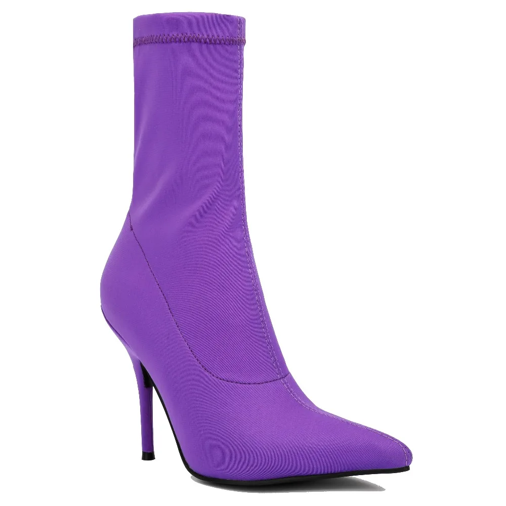 fashion new stiletto pointed elastic booties sexy Lycra catwalk women's boots large size 34-49 yards