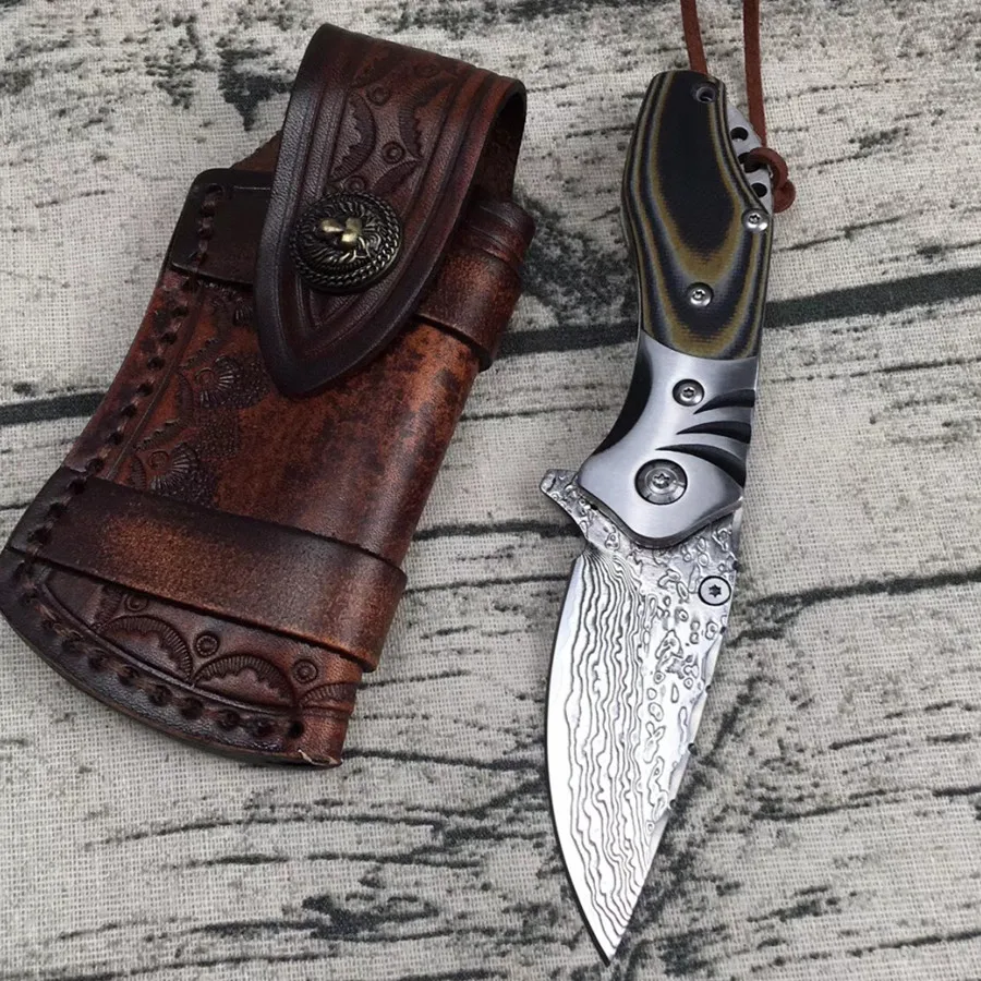 Складной нож из дамасской стали портативный карманный клинок для повседневного