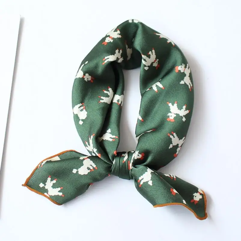 

Женский многофункциональный шарф Yishine 60*60 см из полиэстера и шелка, атласный маленький шаль с принтом маленьких собак