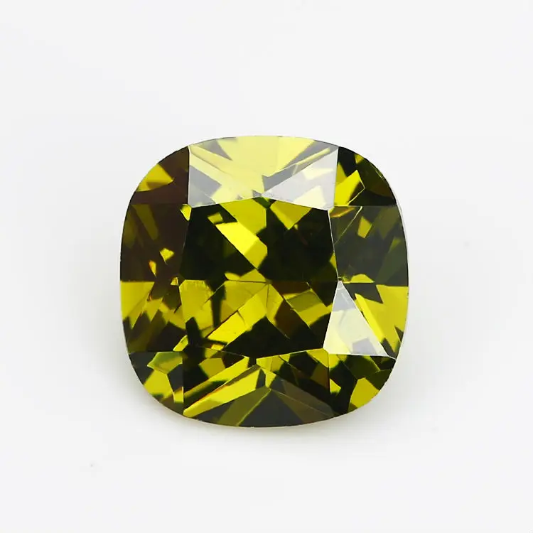 

50PCS 5x5~15x15mm Cushion Shape Loose CZ Stone Olive Green AAAAA Cubic zirconia Synthetic stone For Jewelry DIY Gems Stone