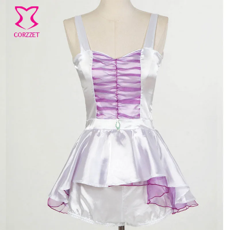 Фиолетовый и белый атласный женский сексуальный костюм единорога для взрослых