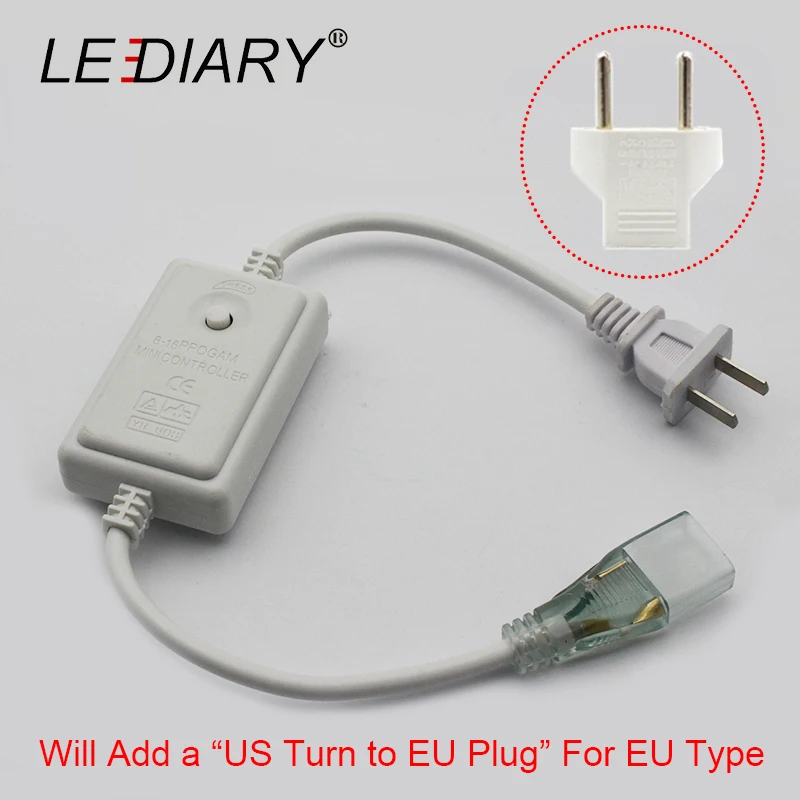

LEDIARY LED Strip Controller for 220V/230V/240V Monochrome Strip Suit for 50M 5050/5730 Strip or 100M 3528 Strip 8-modes control