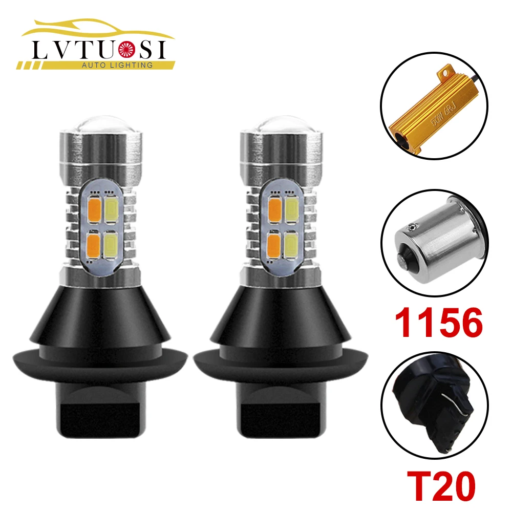 LVTUSI 2 шт. 1156 светодиодный светильник BA15S T20 W21/5 Вт 7440 P21W с поворотным сигналом