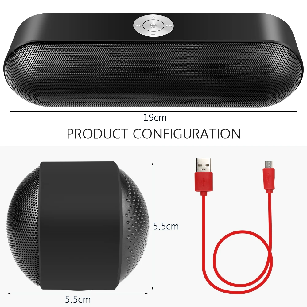 Bluetooth Колонка TOPROAD портативная с микрофоном AUX FM|Портативные колонки| |