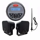 Водонепроницаемое морское радио 4,5 дюйма FM AM Audio Bluetooth стерео для лодки ATV RZR + водонепроницаемые Морские Динамики + черная антенна