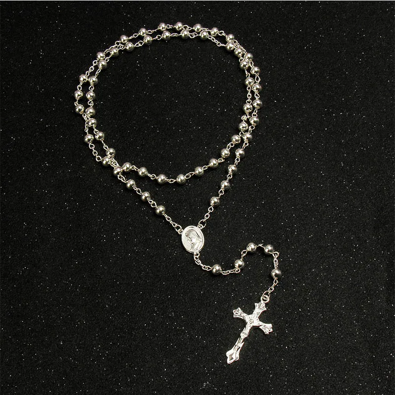 Католическое ожерелье из розового золота с имитацией 6 мм крестом красивый крест