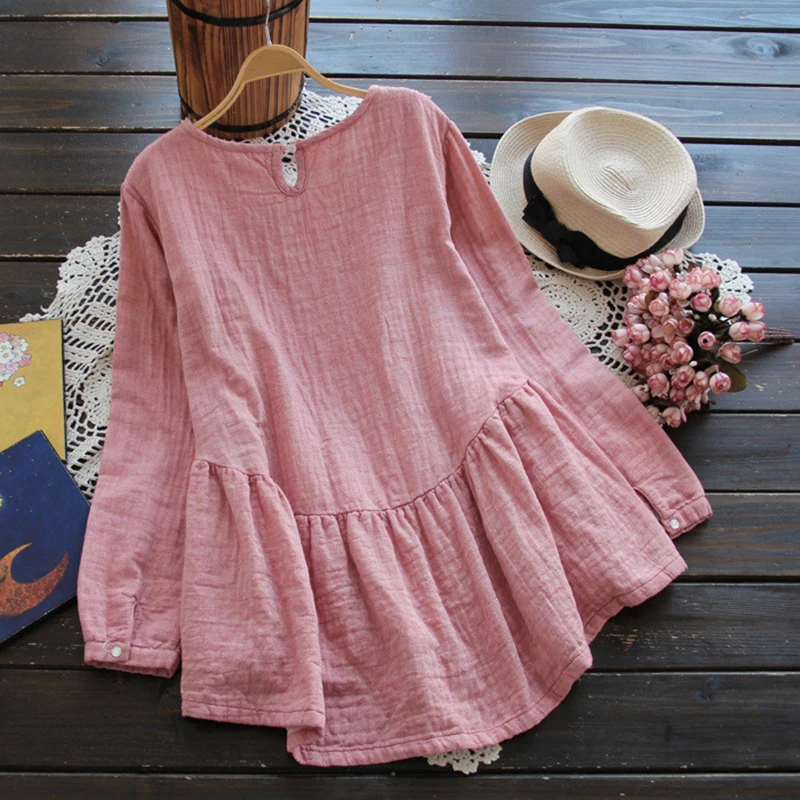 Японская лесная девушка Мори 2017 Весна Женская кружевная Однотонная рубашка с