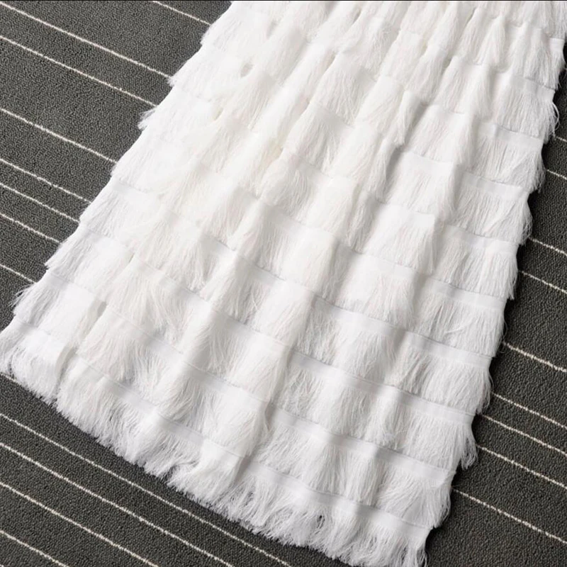 Tulle Tutu Skirts Women Summer Elastic elegant Ladies Midi Skirt A-Line cake Mesh Voile skrits tassel Retro Vintage female LY100 | Женская