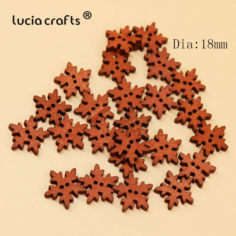 Color 2 18mm Lucia crafts 12 шт 17 мм/18 мм/25 мм 2 отверстия Рождественская Снежинка деревянные пуговицы для шитья скрапбукинга DIY украшения E0119 - Цвет: Color 2 18mm