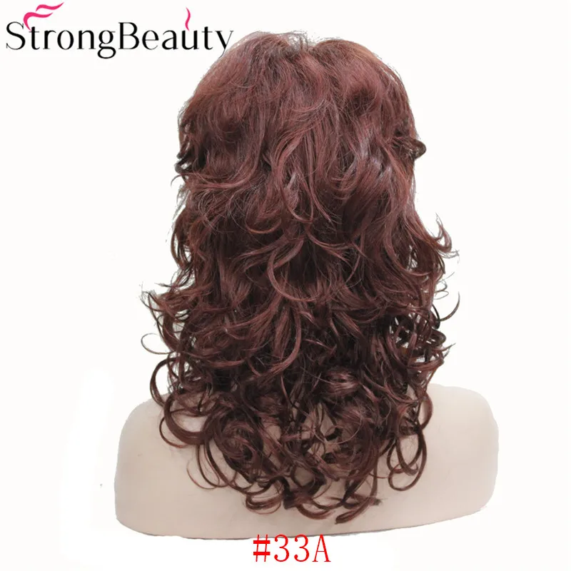 33A StrongBeauty длинные вьющиеся бордовые парики женские синтетические светлые волосы - Цвет: 33A