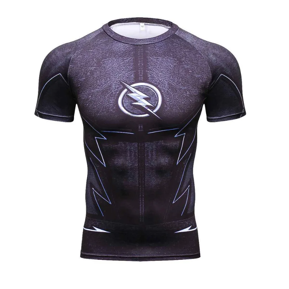 Cosplay Costume Reverse Flash Superhero 3D Printed T-Shirt Men's Short Sleeve Compression Shirt Raglan Clothing Fitne | Мужская