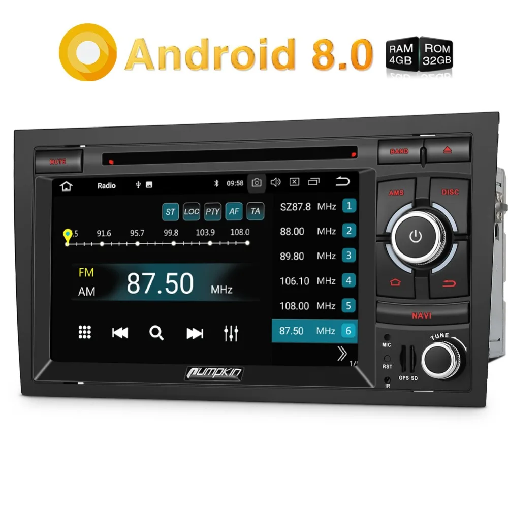 Pumpkin 2 Din 7''Android 8 0 автомобильный стерео для Audi A4 2003 2008 Восьмиядерный GPS навигация