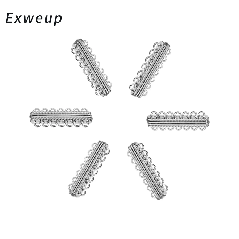10 шт./лот 2-рядные магнитные застежки с узором в полоску коннекторы для