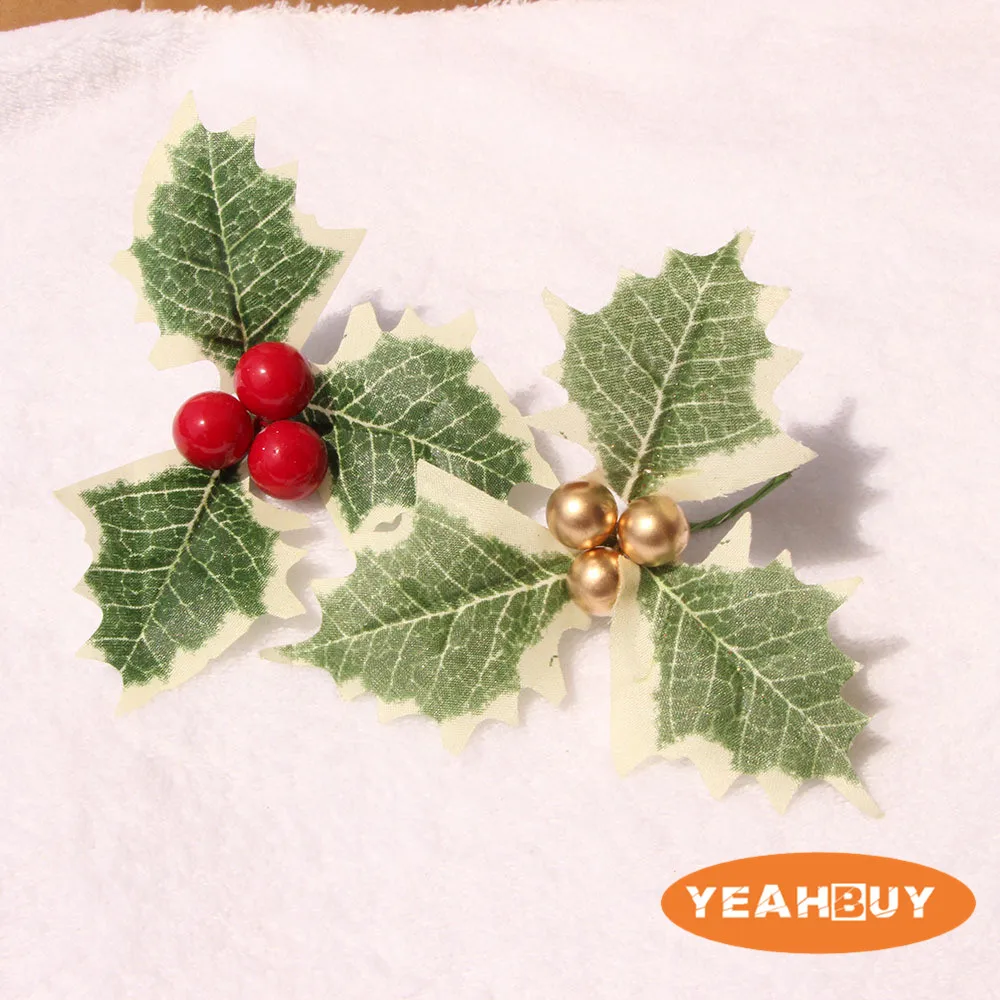 1 2 см рождественские ягоды с листьями Рождественская елка украшения