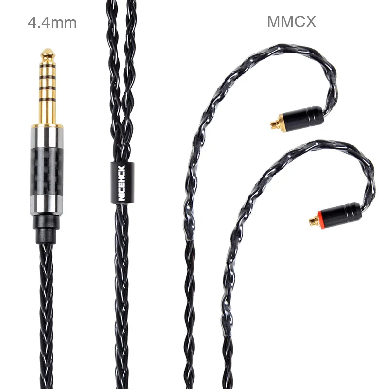 4.4mm With MMCX NICEHCK MMCX/2Pin разъем 4,4/3,5/2,5 мм сбалансированный 8 ядро покрытием серебряный кабель для ZS10 ZSX C10 C12 V90 NX7 PRO/DB3/M6/F3 BL-03 - Цвет: 4.4mm With MMCX