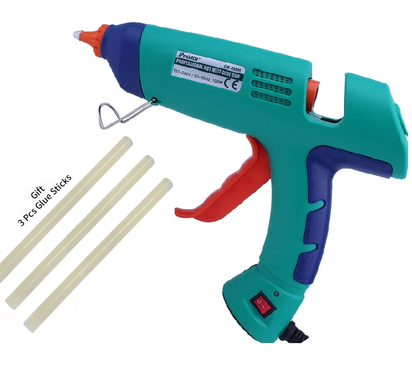 Профессиональный термоклеевой пистолет Pro'sKit 80 Вт/100 Вт AC 110 240 В с 3 клей