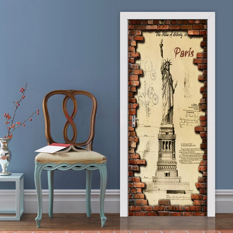 Дверная наклейка сделай сам ретро Богиня Свободы ПВХ самоклеящаяся настенная