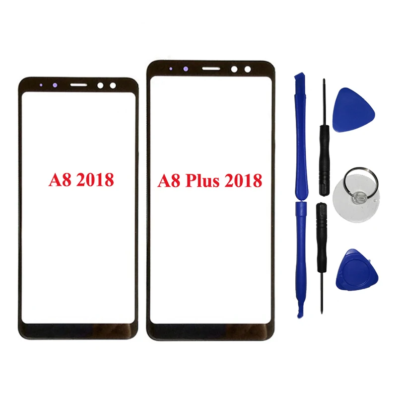 Для Samsung A8 Plus 2018 Черная передняя внешняя стеклянная линза сенсорный экран панель