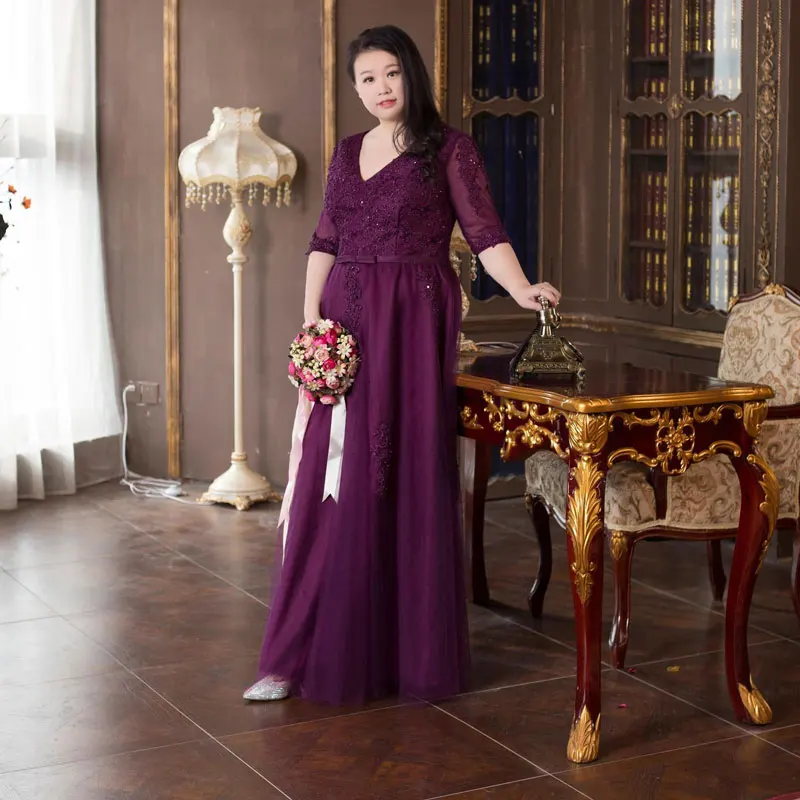 FADISTEE Новое прибытие Элегантный Пром вечерние платья Vestido de Festa платье Кружева v-образным вырезом Половина рукава Большие размеры