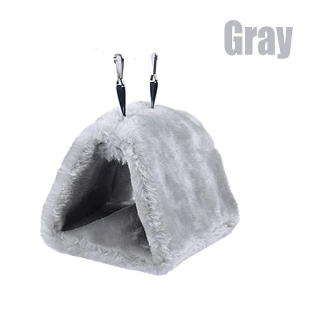 Серый Fashion Solid Pet Bird Parrot Plush Parakeet Budgie Warm Triangle Hammock Cage Hut Tent Bed Hanging Cave - Цвет: Серый
