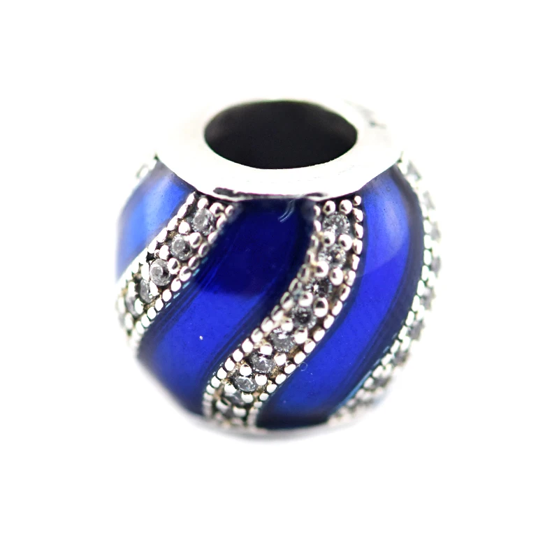 

DIY Beads for Jewelry Making Sterling-Silver-Jewelry Adornment Bead Charms With Blue Enamel Silver 925 Berloque Perles Women