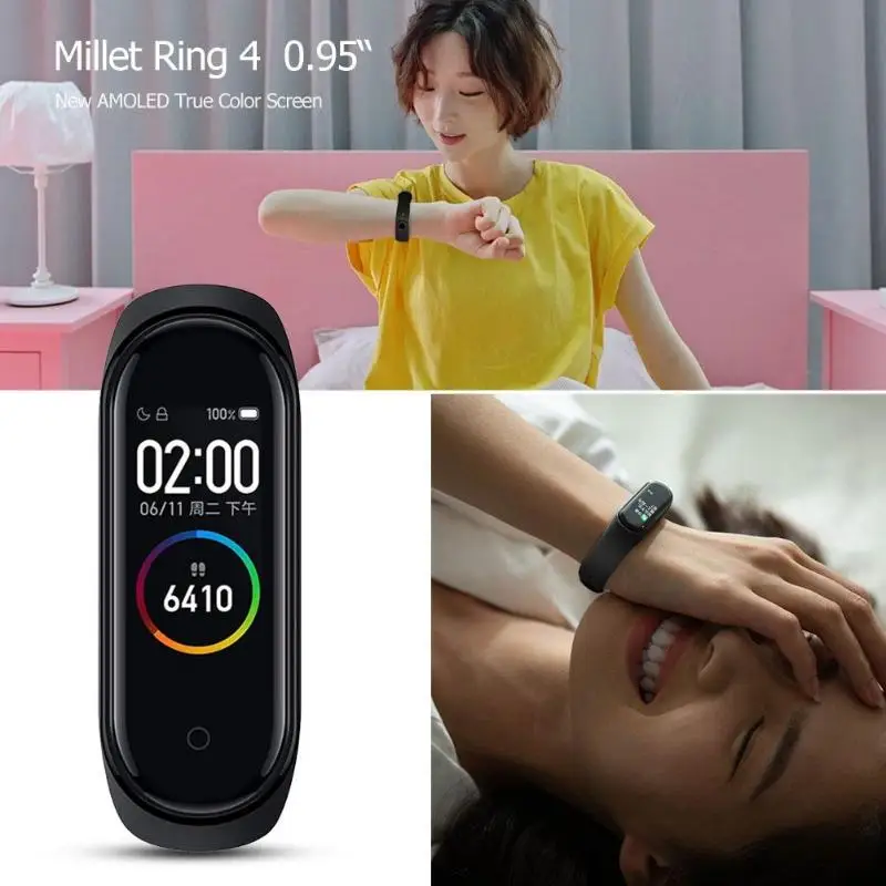 mi Band 4 Смарт Жесткий экран браслет 50 м подводный водонепроницаемый Xiaomi mi 4 3 сердечного ритма фитнес трекер Браслет ми бенд 4