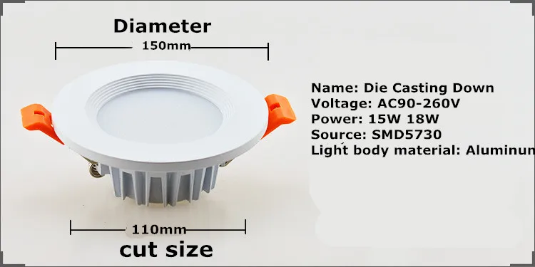 AC90 260V светодио дный Dimmable светодиодный светильник точечные светильники