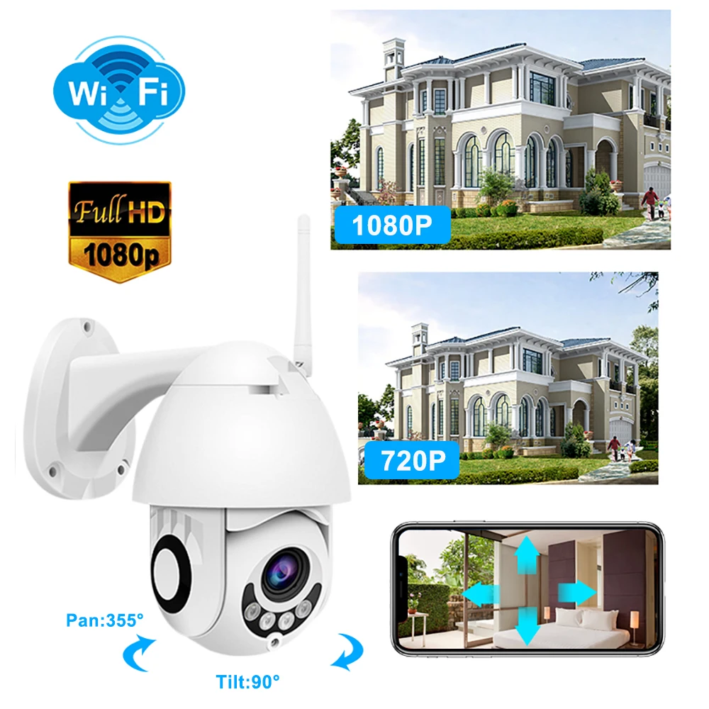 Скоростная купольная PTZ наружная беспроводная ip-камера 1080P 2MP двухстороннее аудио IP66 ИК наблюдение безопасность Wi-Fi Camara внешняя iCsee