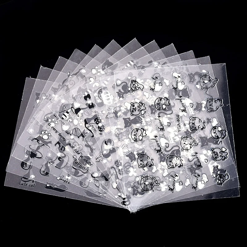 12 шт./лот 3D Прекрасный мультяшный кот дизайн пластиковые украшения для ногтей