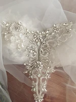 silver rose gold delicate rhinestone applique collar beaded diamante applique wedding sash bridal belt applique